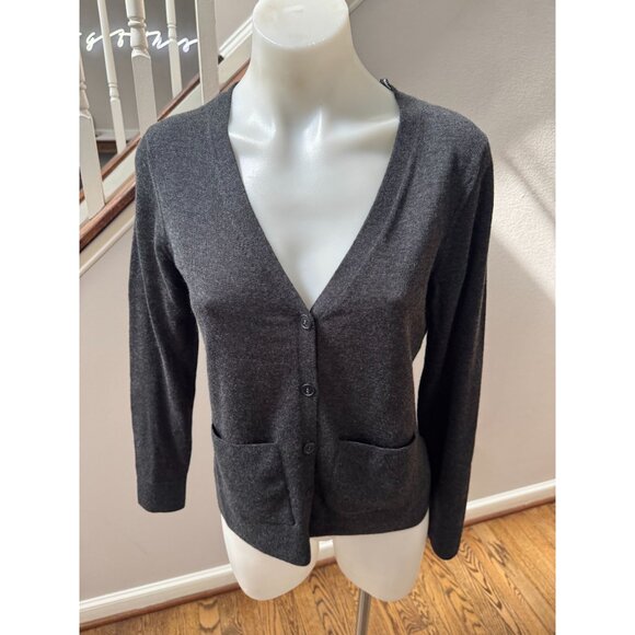 NAADAM Super Fine 100% Cashmere Cardigan Sweater Dark Grey Size Small - Picture 1 of 5